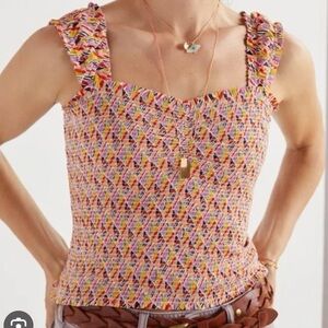Anthropologie Multicolor Smocked Tank Top